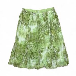 Vintage Fairycore Green‎ Paisley Print Midi Skirt Women's 18W Whimsical Boho